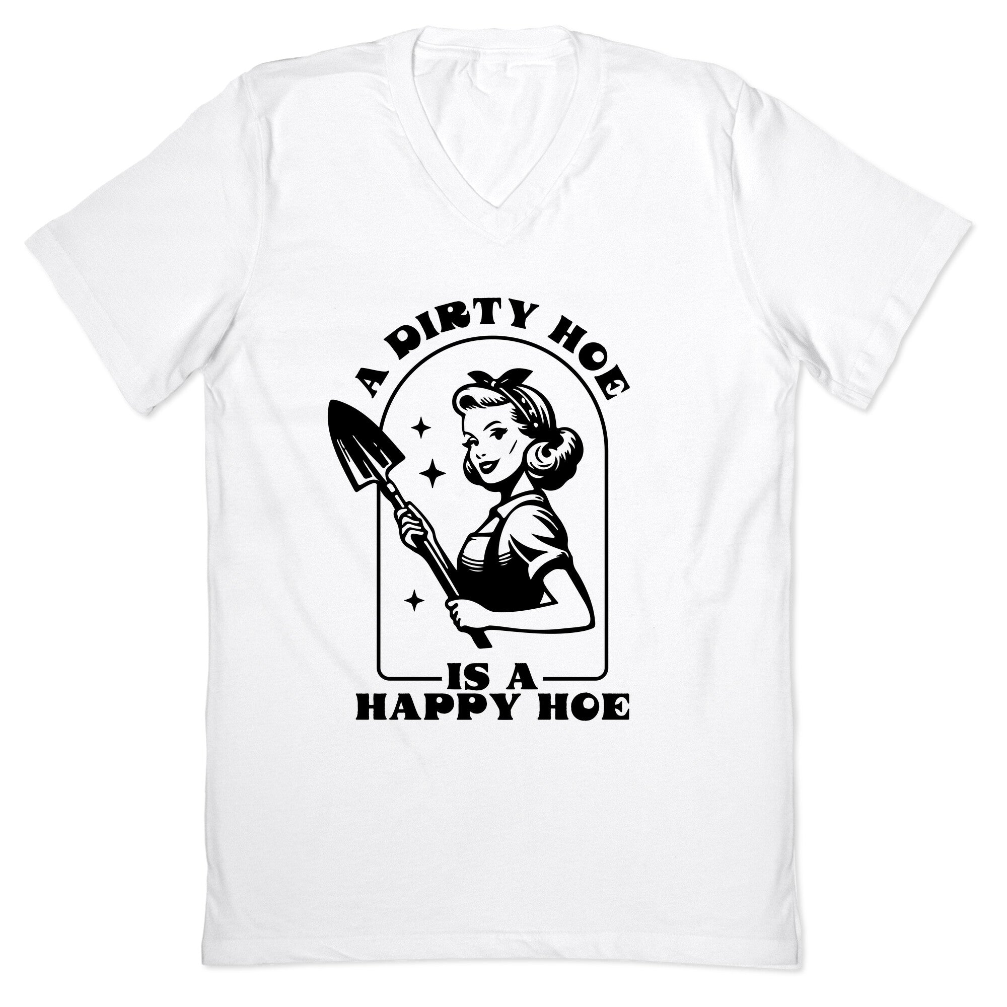Dirty Hoe, Happy V-Neck - Adult & Kids T-Shirts, Sweatshirts & Hoodies apparel design preview 1