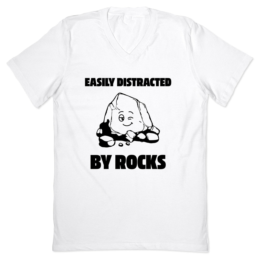 Easily Distracted By Rocks V-Neck - Adult & Kids T-Shirts, Sweatshirts & Hoodies apparel design preview 1