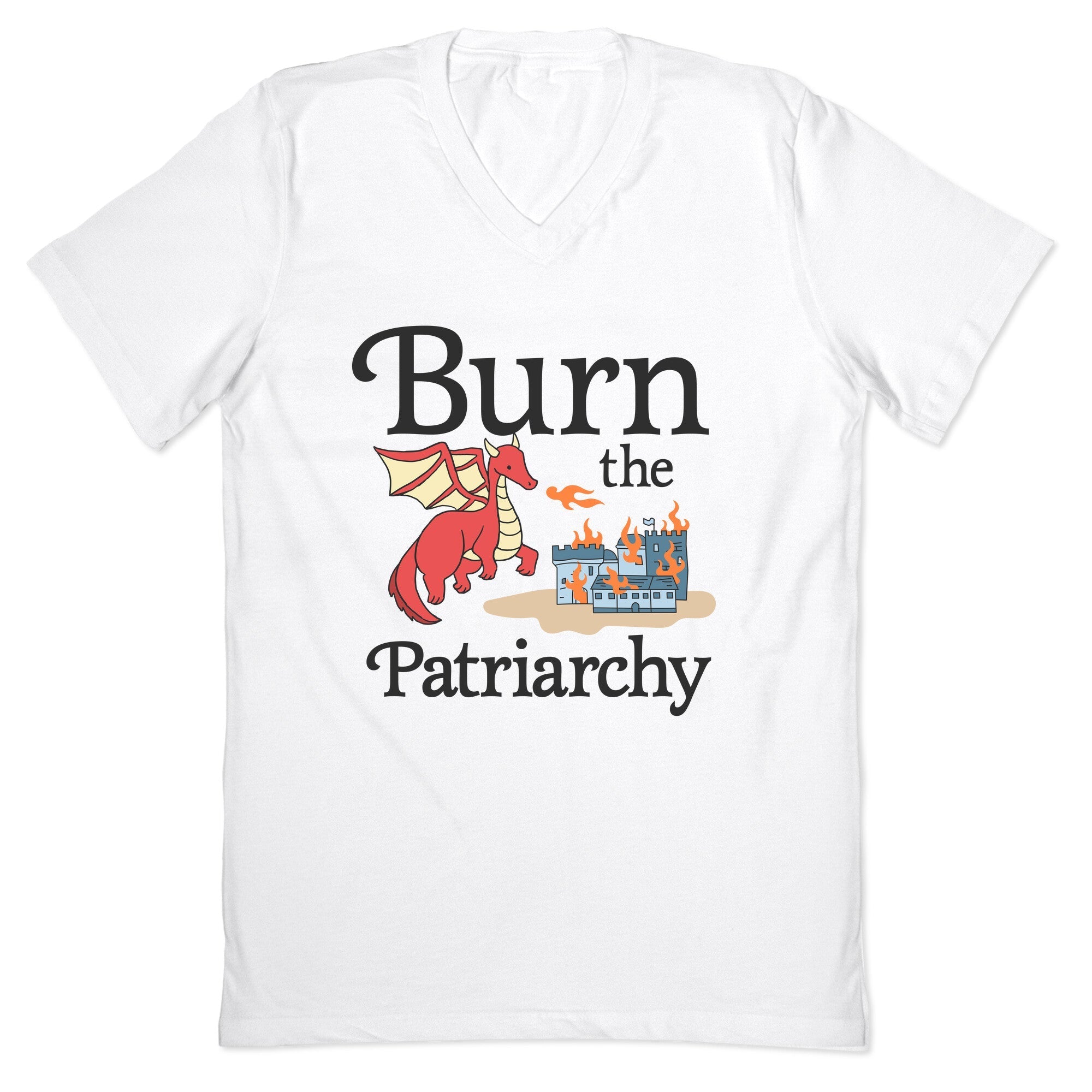 Burn the Patriarchy V-Neck - Adult & Kids T-Shirts, Sweatshirts & Hoodies apparel design preview 1