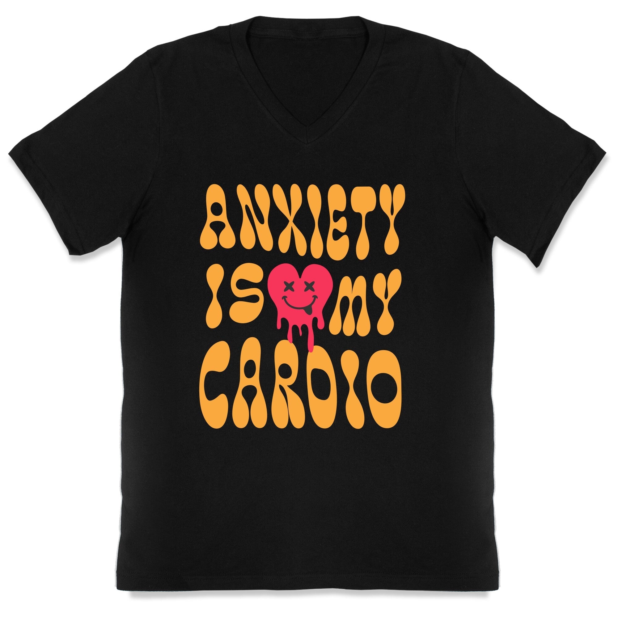 Anxiety Is My Cardio V-Neck - Adult & Kids T-Shirts, Sweatshirts & Hoodies apparel design preview 1