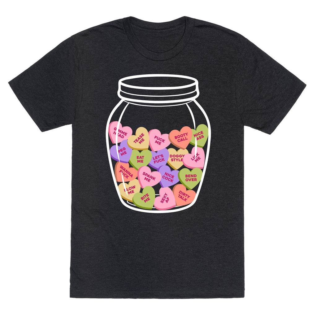 Candy Hearts NSFW Unisex Triblend - Adult & Kids T-Shirts, Sweatshirts & Hoodies apparel design preview 1