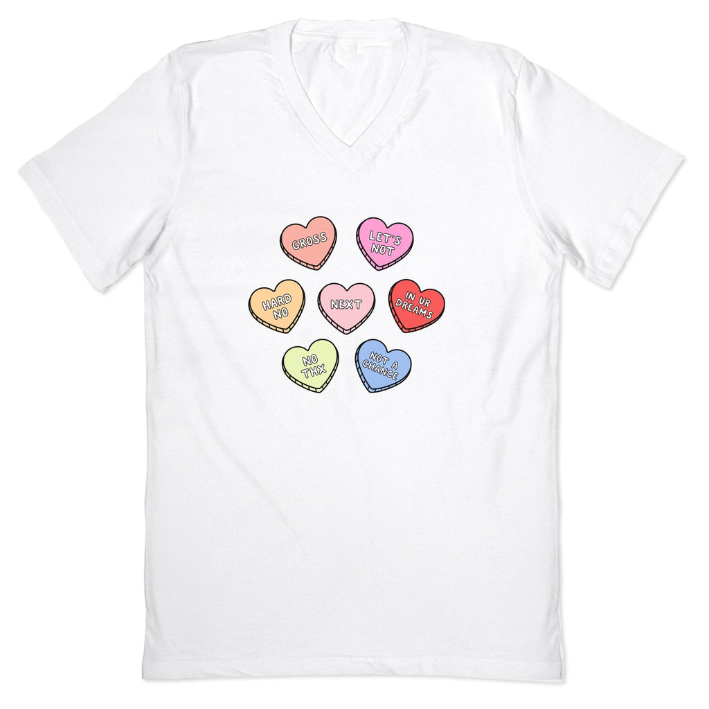 Sarcastic Candy Hearts V-Neck - Adult & Kids T-Shirts, Sweatshirts & Hoodies apparel design preview 1