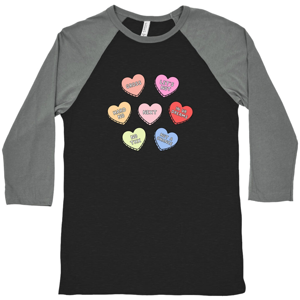 Sarcastic Candy Hearts Baseball - Adult & Kids T-Shirts, Sweatshirts & Hoodies apparel design preview 1