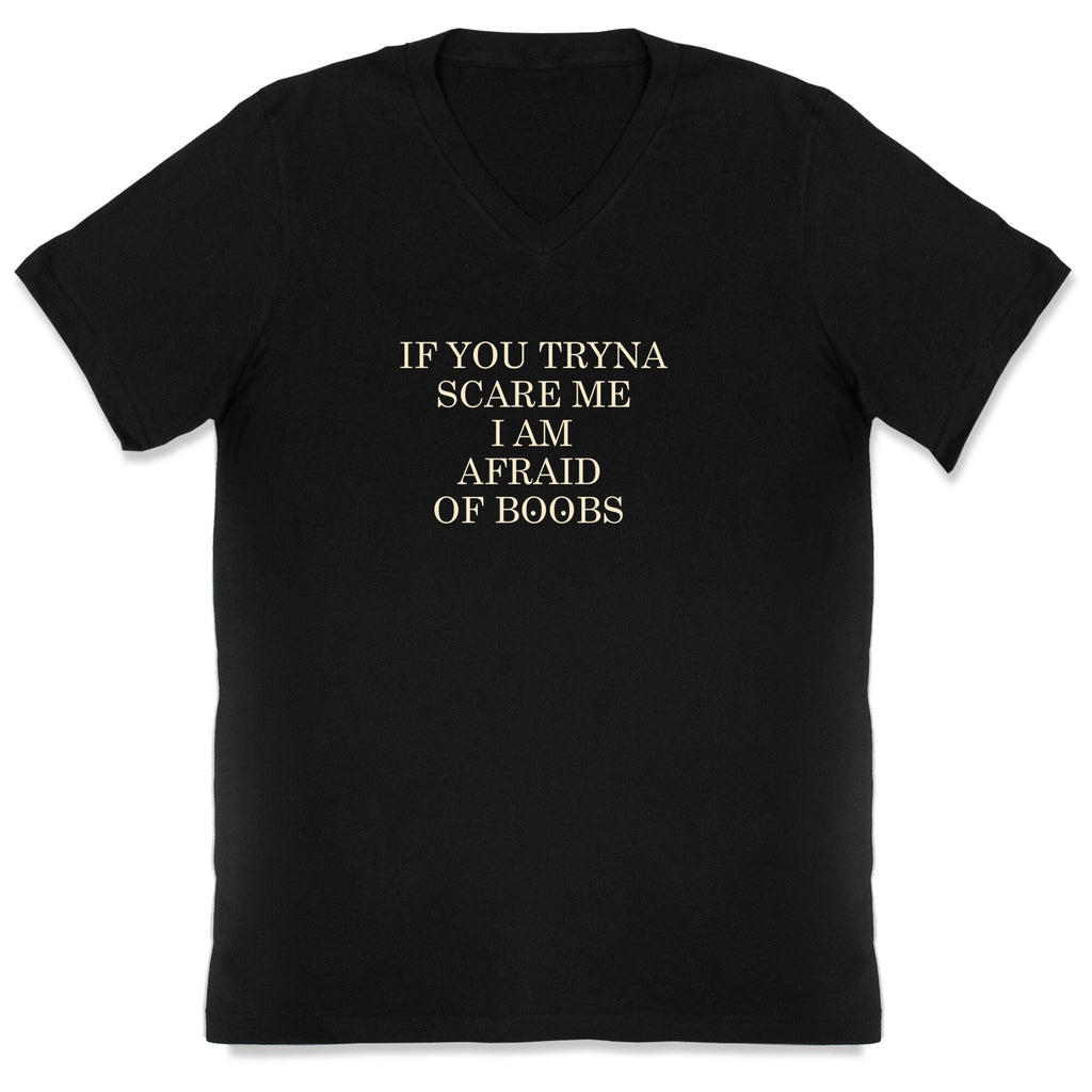 Afraid Of Boobs V-Neck - Adult & Kids T-Shirts, Sweatshirts & Hoodies apparel design preview 1