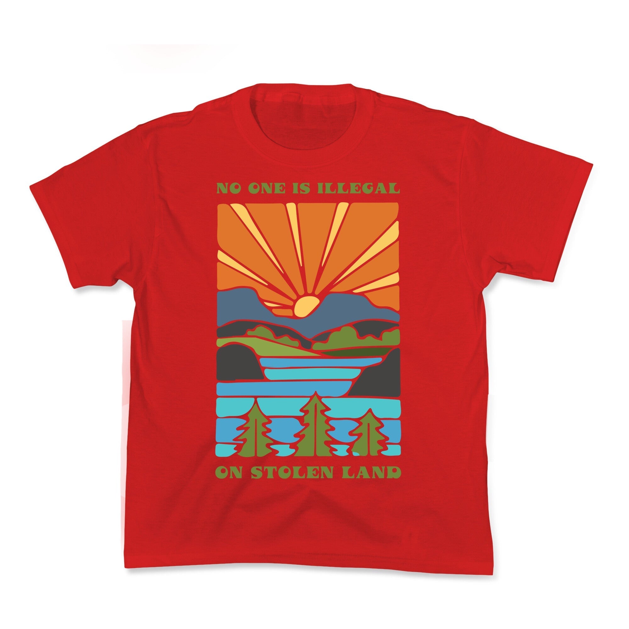 No One Is Illegal On Stolen Land - Adult & Kids T-Shirts, Sweatshirts & Hoodies apparel design preview 1