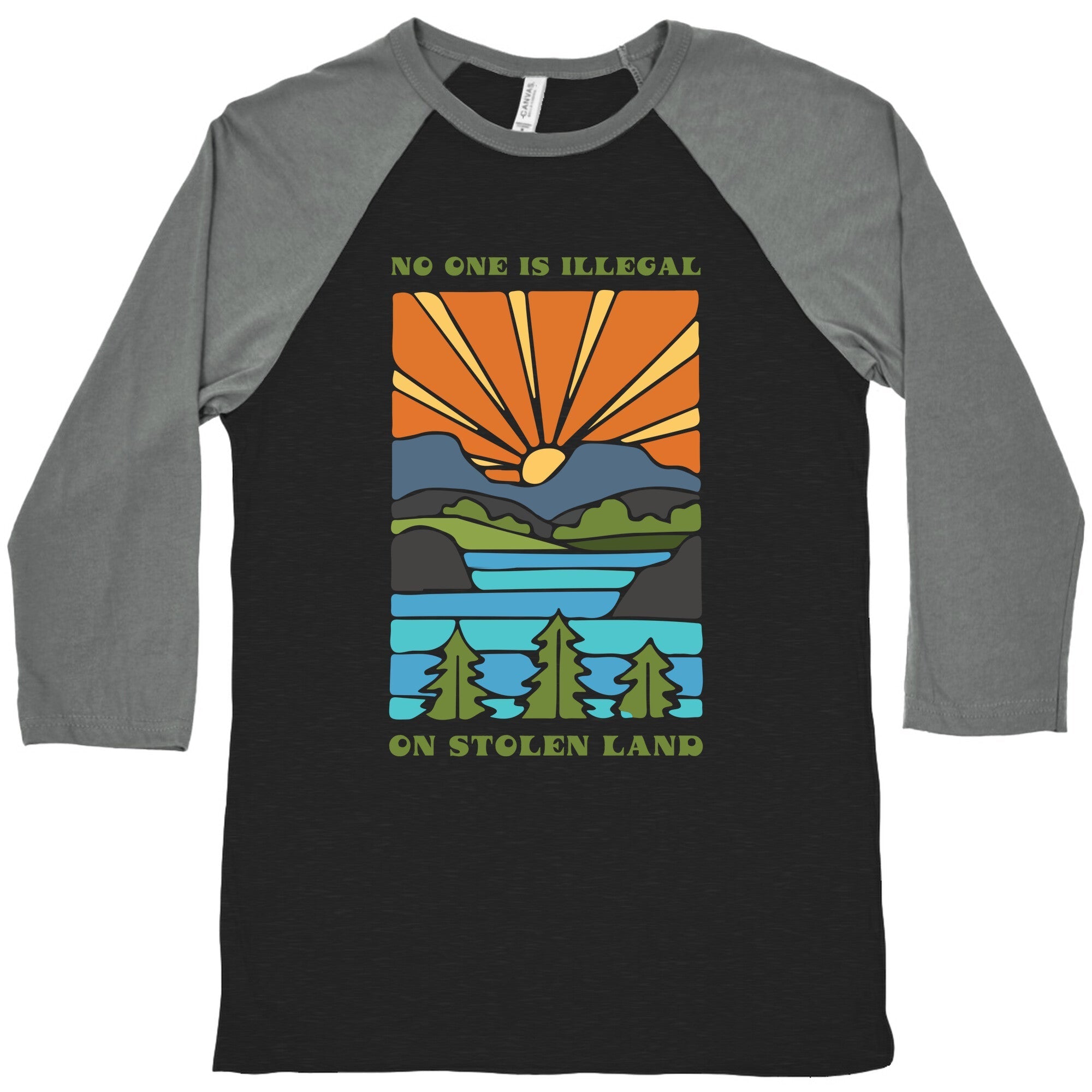 No One Is Illegal On Stolen Land Baseball - Adult & Kids T-Shirts, Sweatshirts & Hoodies apparel design preview 1