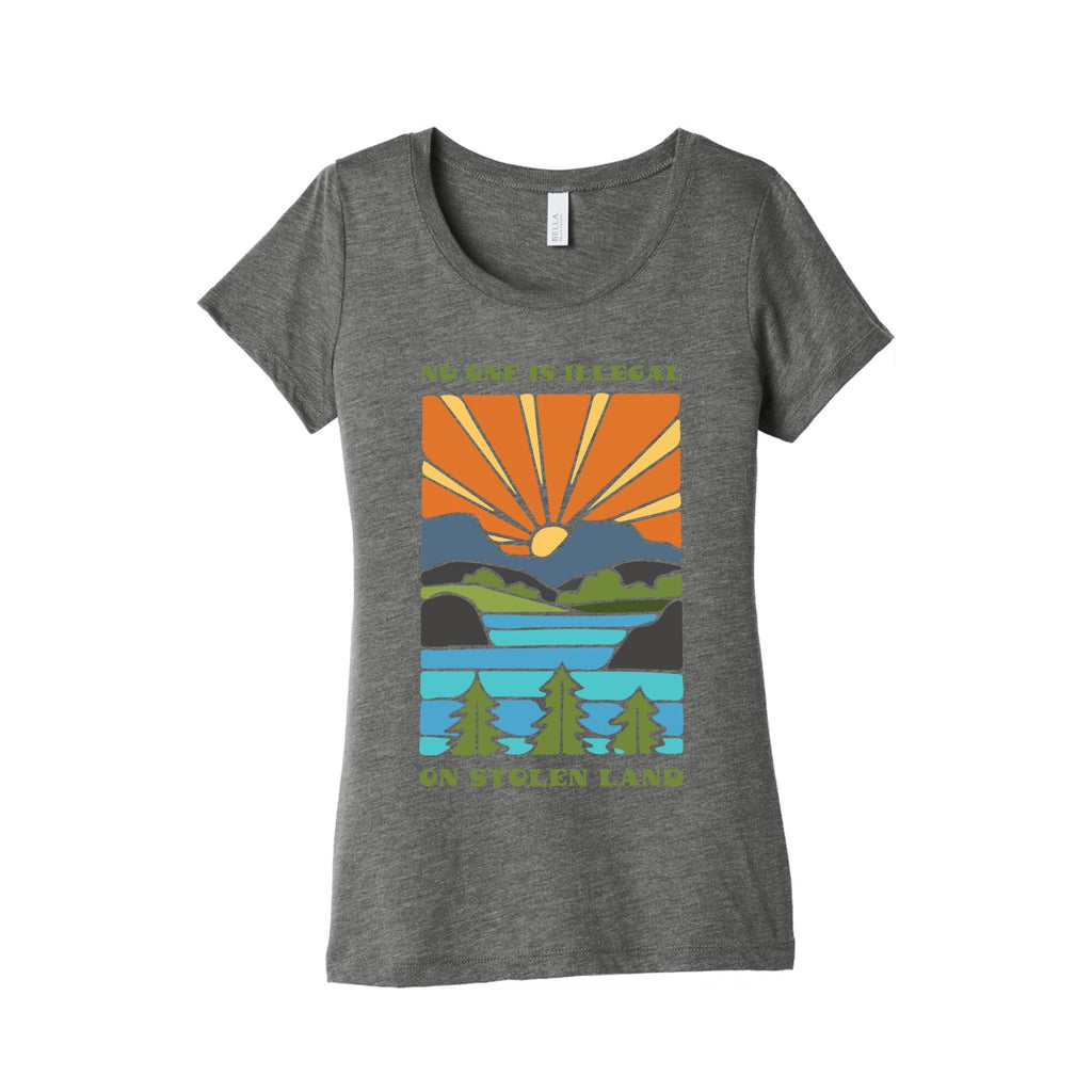 No One Is Illegal On Stolen Land Womens Triblend - Adult & Kids T-Shirts, Sweatshirts & Hoodies apparel design preview 1