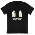 Stop Staring At My Jugs V-Neck - Adult & Kids T-Shirts, Sweatshirts & Hoodies apparel design preview 1