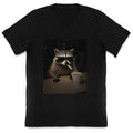 Coffee Raccoon V-Neck - Adult & Kids T-Shirts, Sweatshirts & Hoodies apparel design preview 1