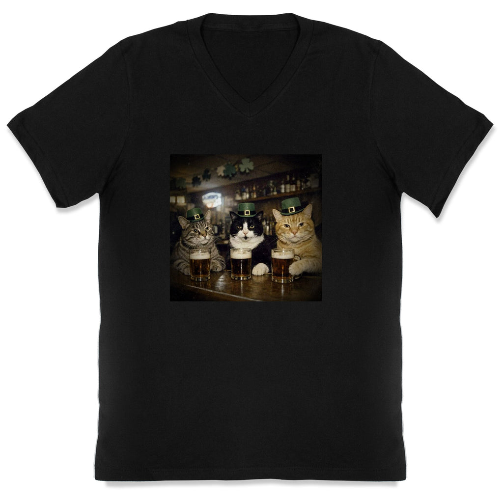 Saint Patrick Cats V-Neck - Adult & Kids T-Shirts, Sweatshirts & Hoodies apparel design preview 1