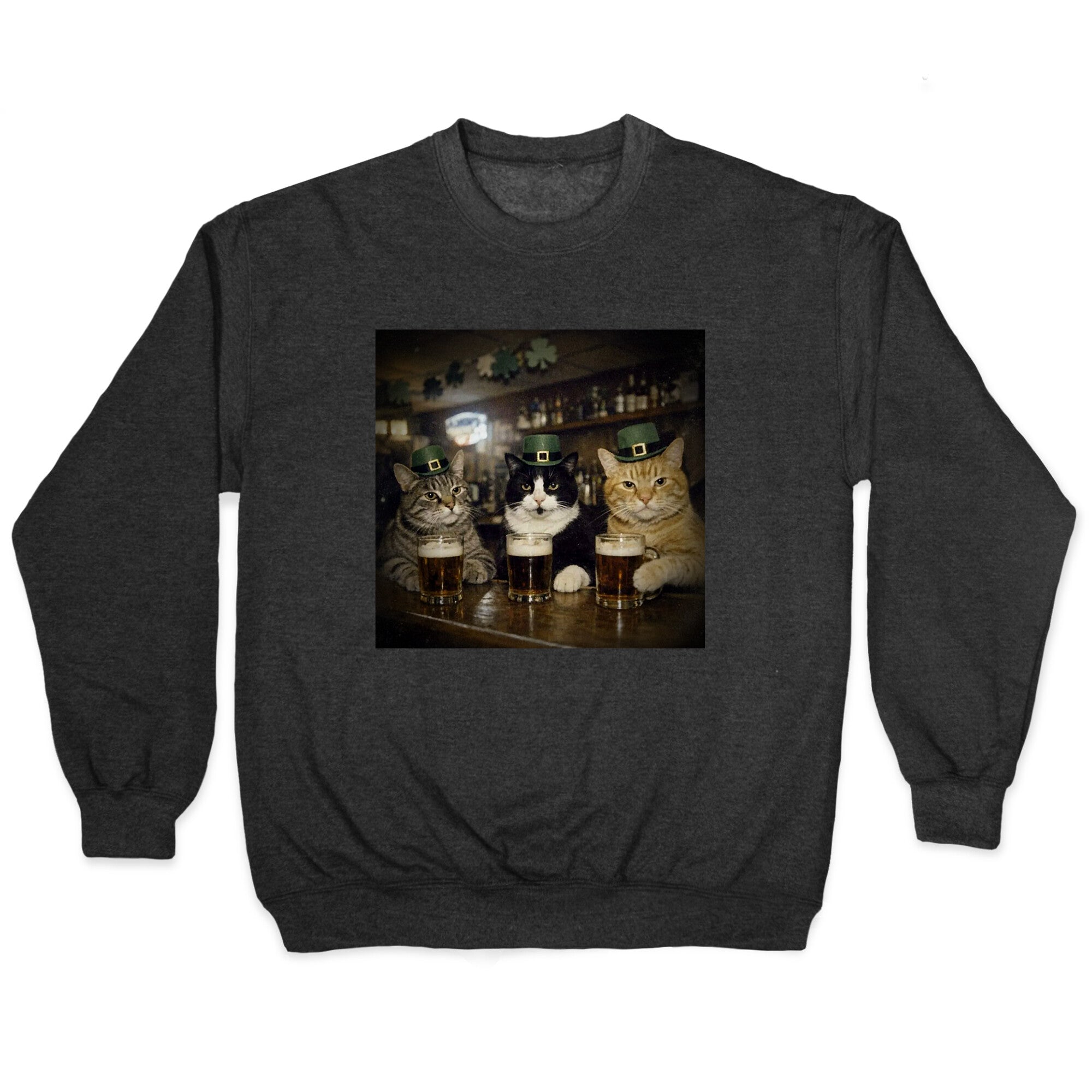 Saint Patrick Cats Crewneck - Adult & Kids T-Shirts, Sweatshirts & Hoodies apparel design preview 1