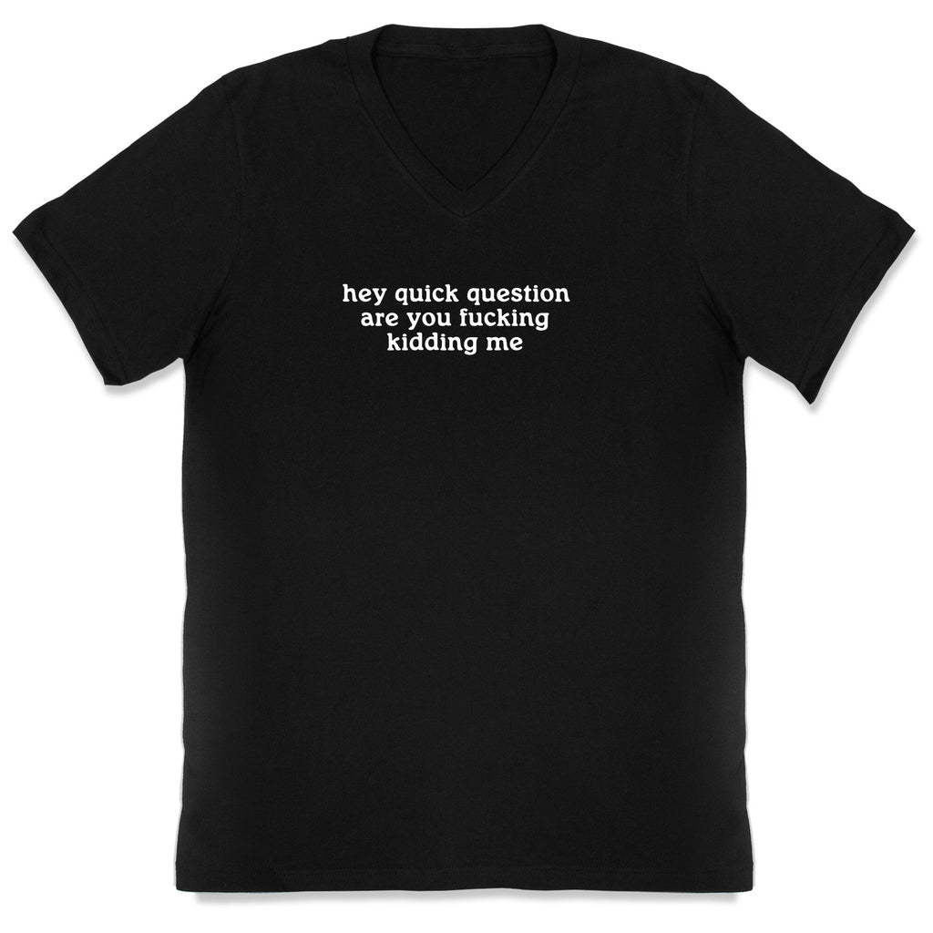 Quick Question V-Neck - Adult & Kids T-Shirts, Sweatshirts & Hoodies apparel design preview 1