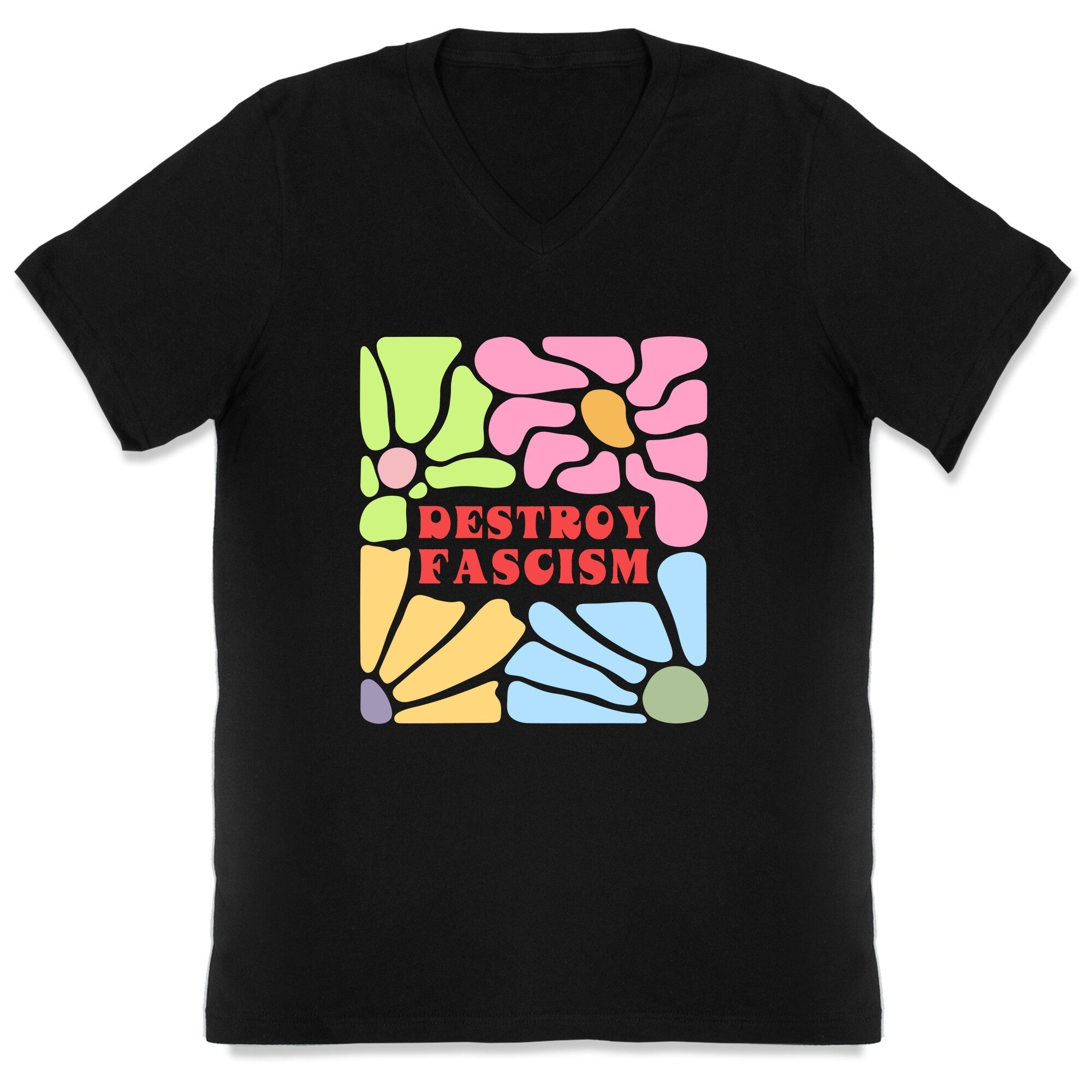 Destroy Fascism V-Neck - Adult & Kids T-Shirts, Sweatshirts & Hoodies apparel design preview 1