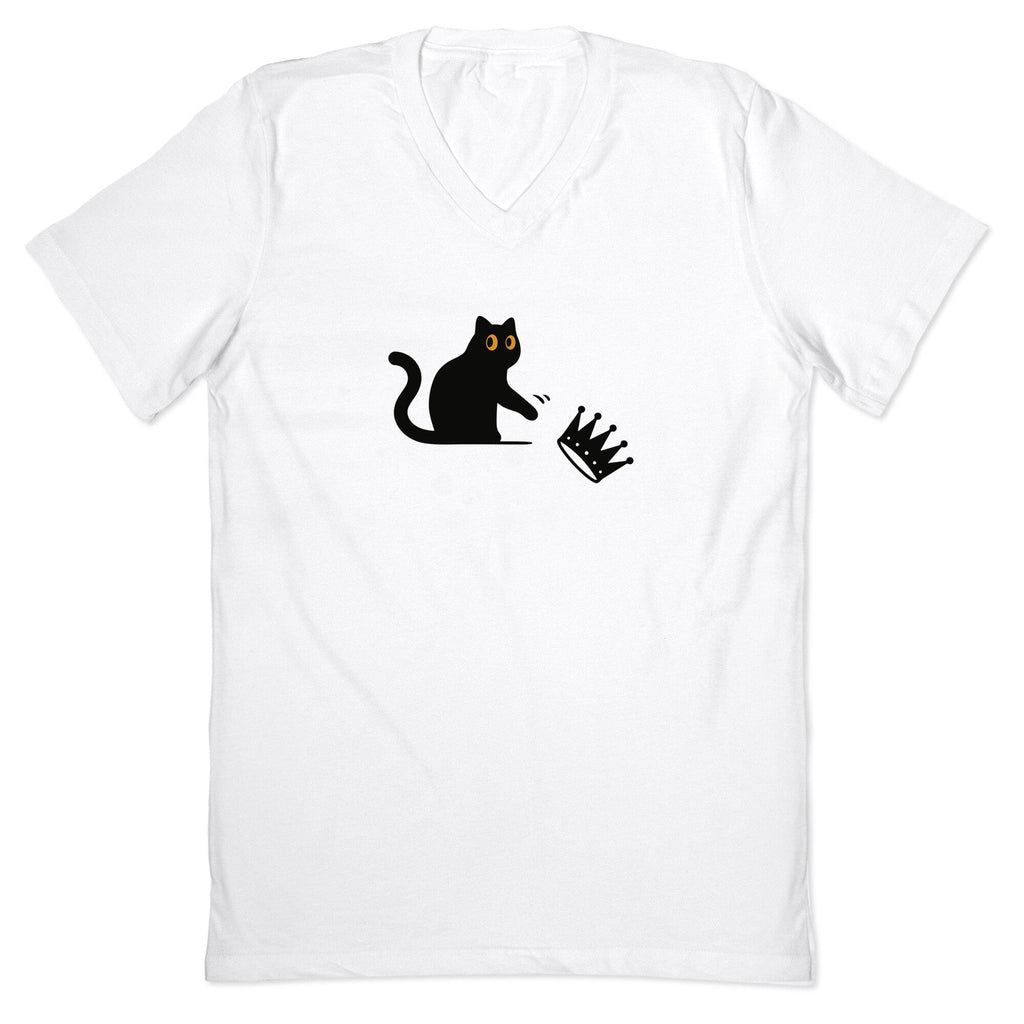 No Kings Cat V-Neck - Adult & Kids T-Shirts, Sweatshirts & Hoodies apparel design preview 1