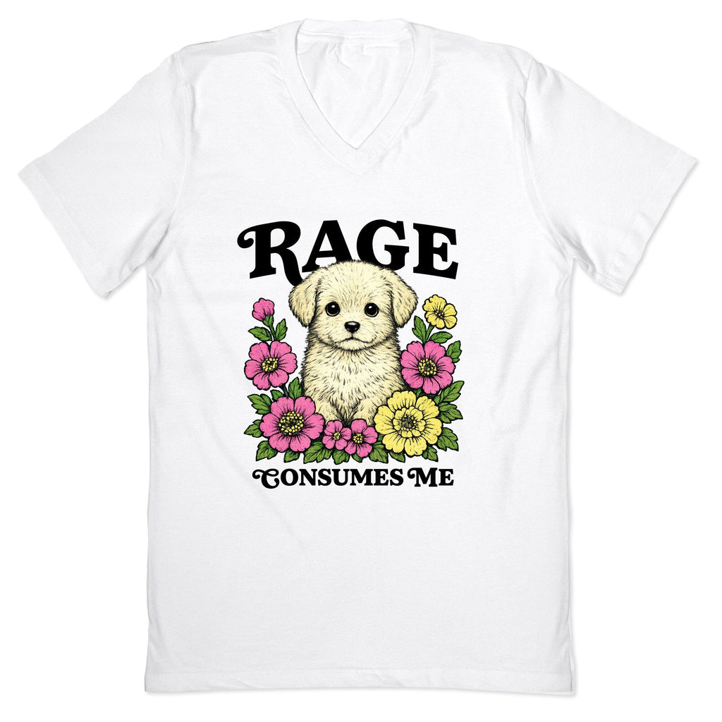 Rage Consumes Me Puppy V-Neck - Adult & Kids T-Shirts, Sweatshirts & Hoodies apparel design preview 1