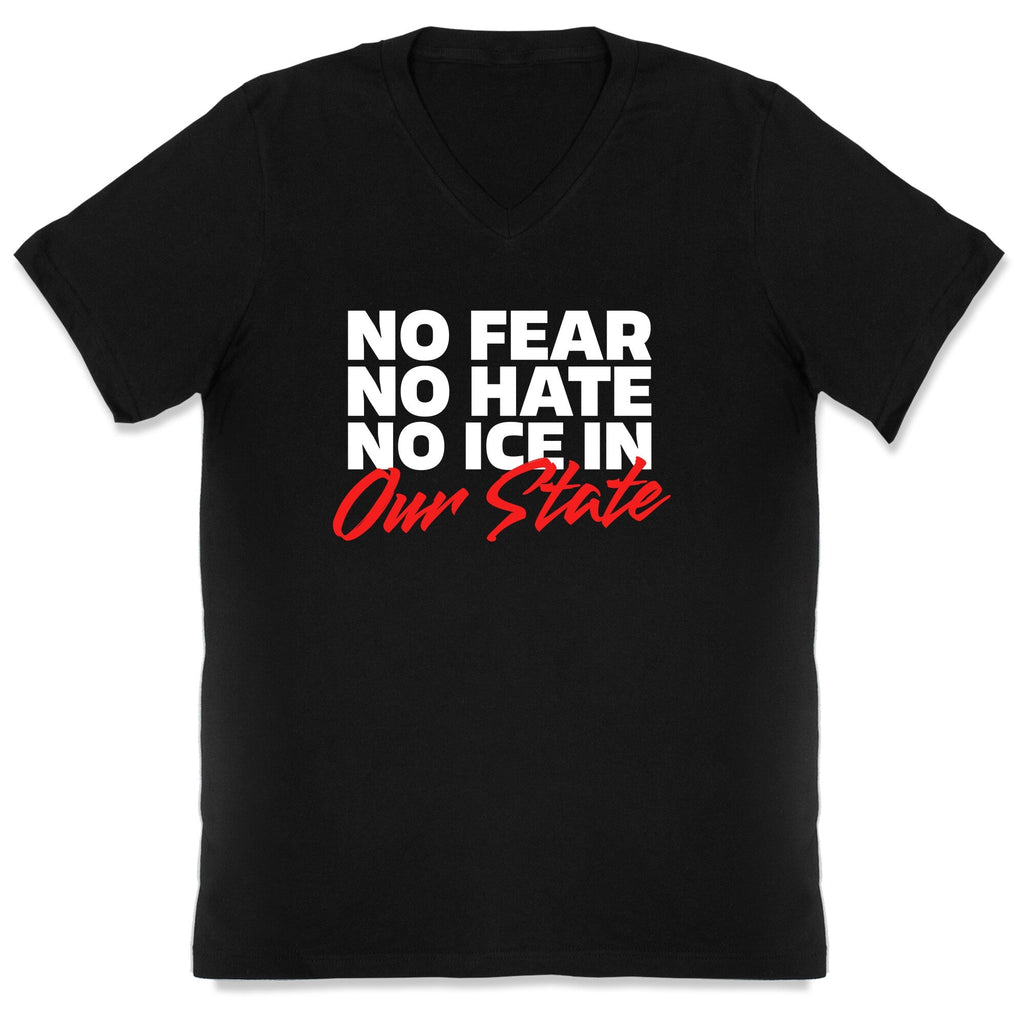 No ICE In Our State V-Neck - Adult & Kids T-Shirts, Sweatshirts & Hoodies apparel design preview 1