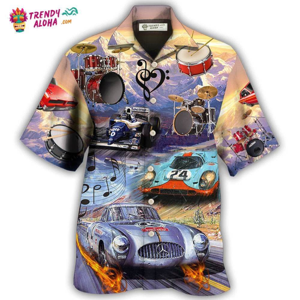 Racing And Drum Lover Music Car Hawaiian Trendy Aloha - Adult & Kids T-Shirts, Sweatshirts & Hoodies apparel design preview 1