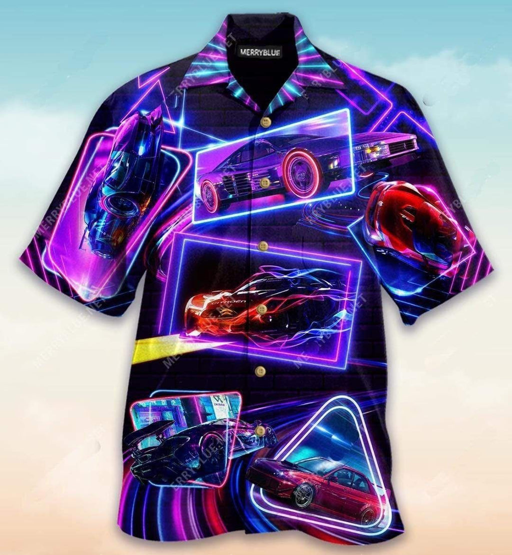 Racing Car Hawaiian Glowing Neon Colorful Hawaii - Adult & Kids T-Shirts, Sweatshirts & Hoodies apparel design preview 1