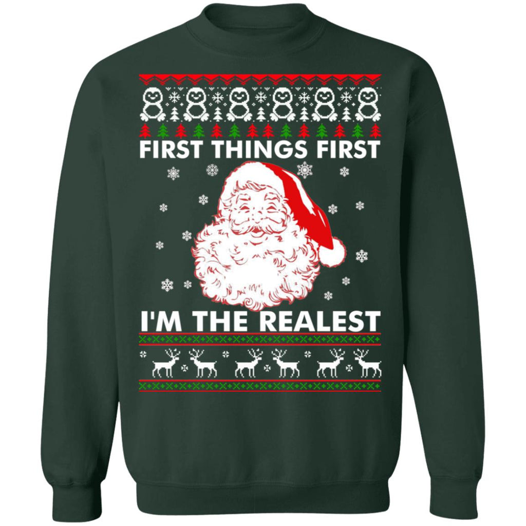 Santa Claus first things first i’m the realest Christmas Sweater - Holiday Gift product image 4