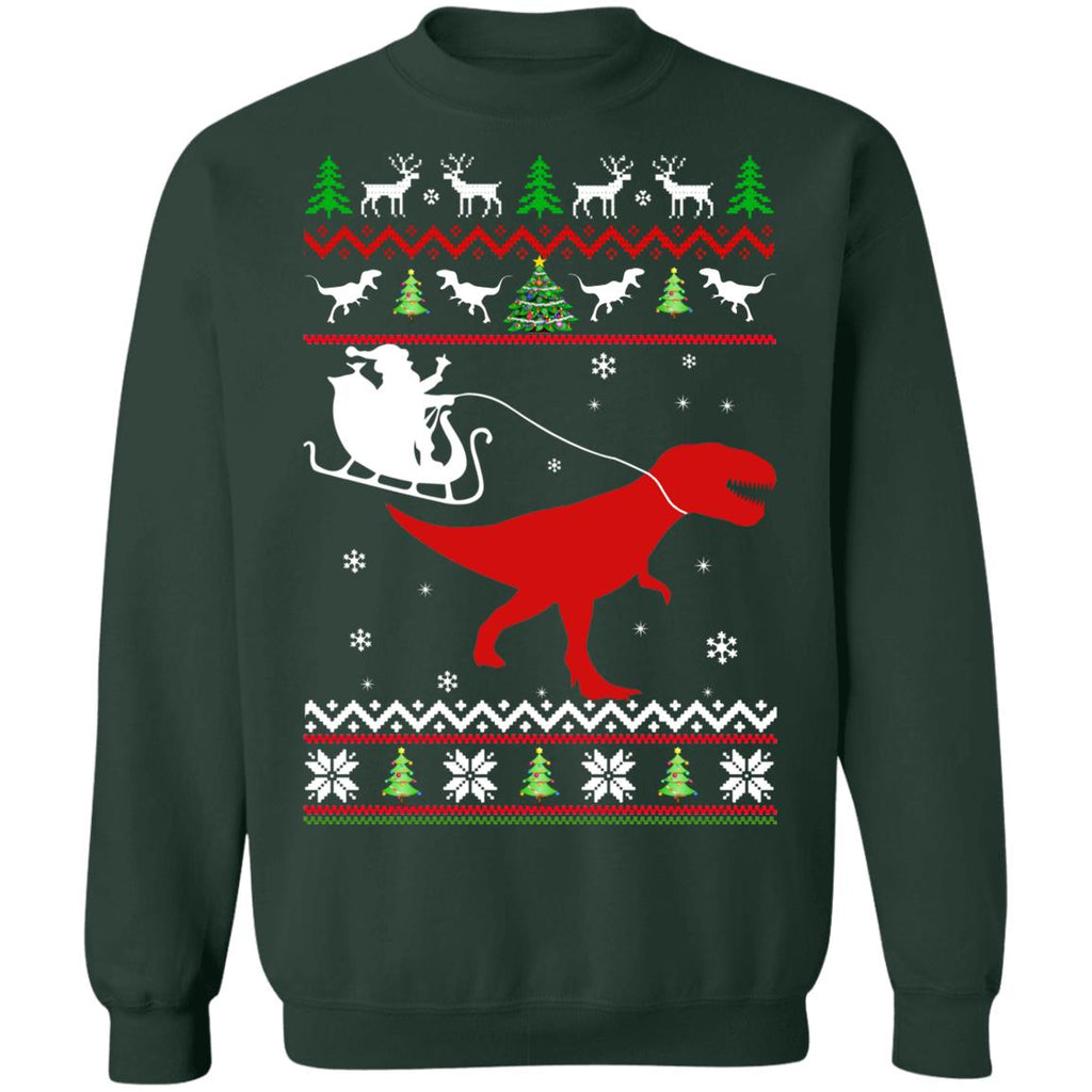 Santa Claus rides in a sleigh on the dinosaur Christmas Sweater - Holiday Gift product image 4
