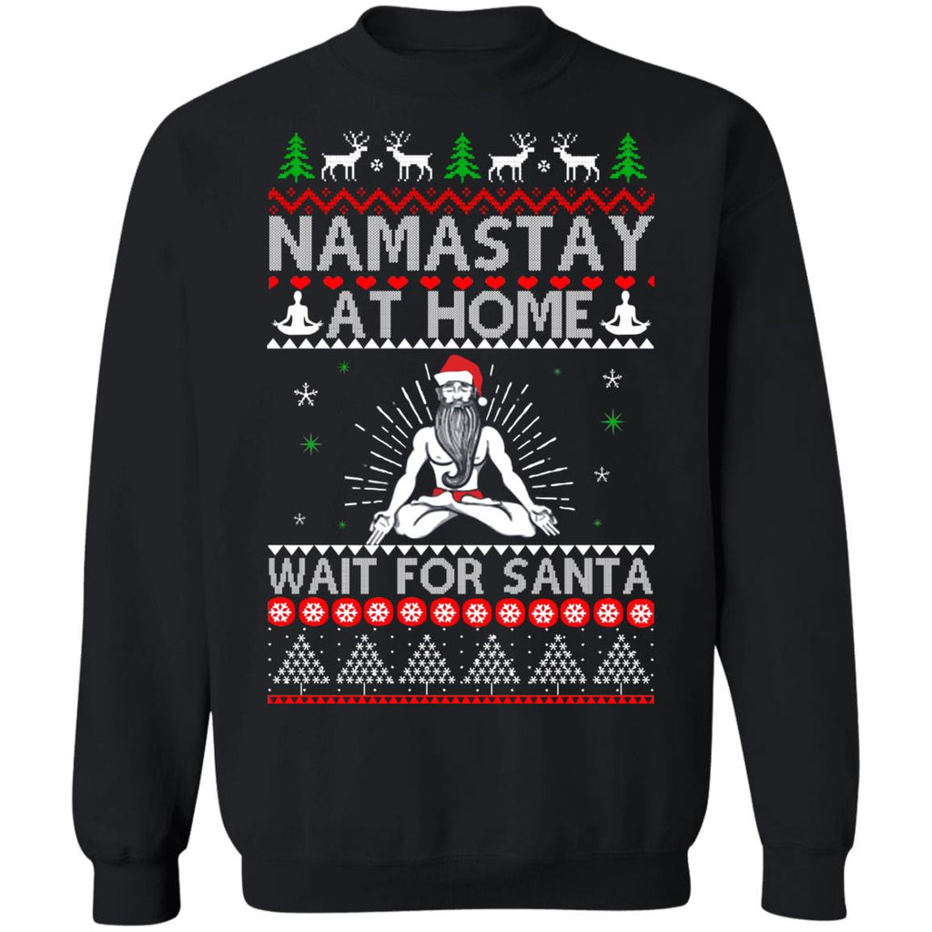 Tacky namastay at home wait for Santa Christmas Sweater - Holiday Gift product image 2