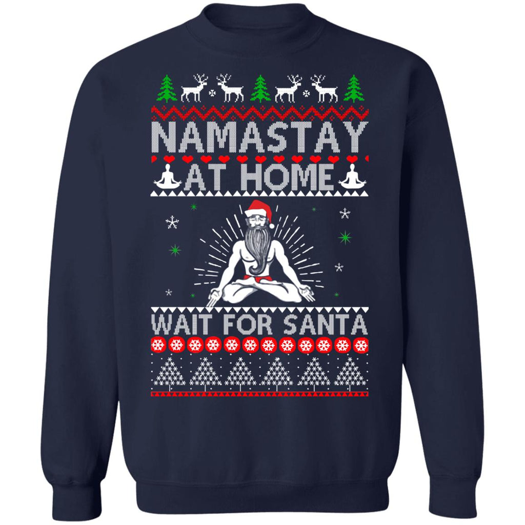 Tacky namastay at home wait for Santa Christmas Sweater - Holiday Gift product image 3