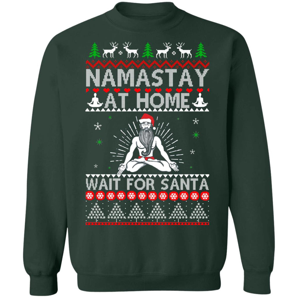 Tacky namastay at home wait for Santa Christmas Sweater - Holiday Gift product image 4