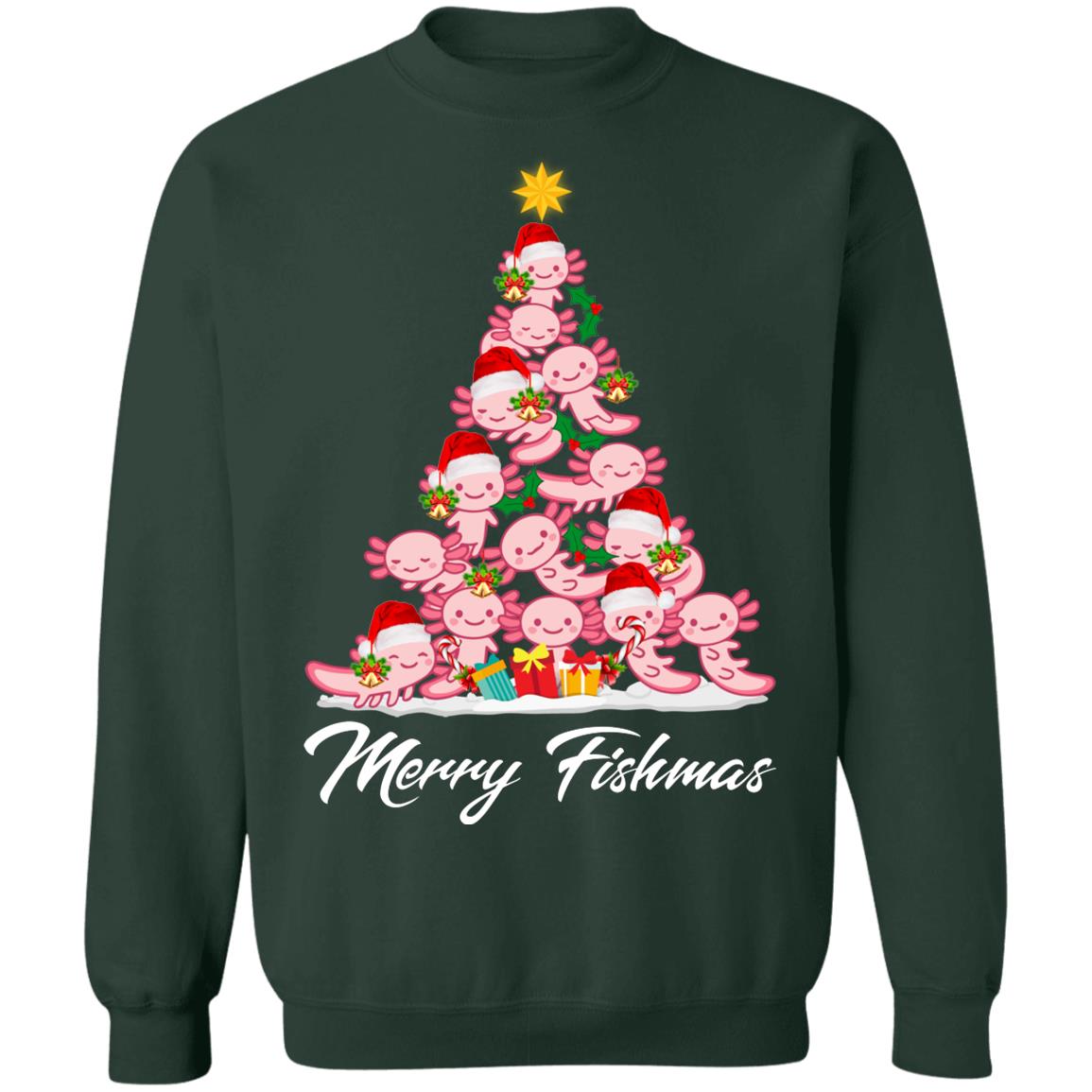 Merry fishmas Axolotl Christmas Sweater - Holiday Gift product image 4
