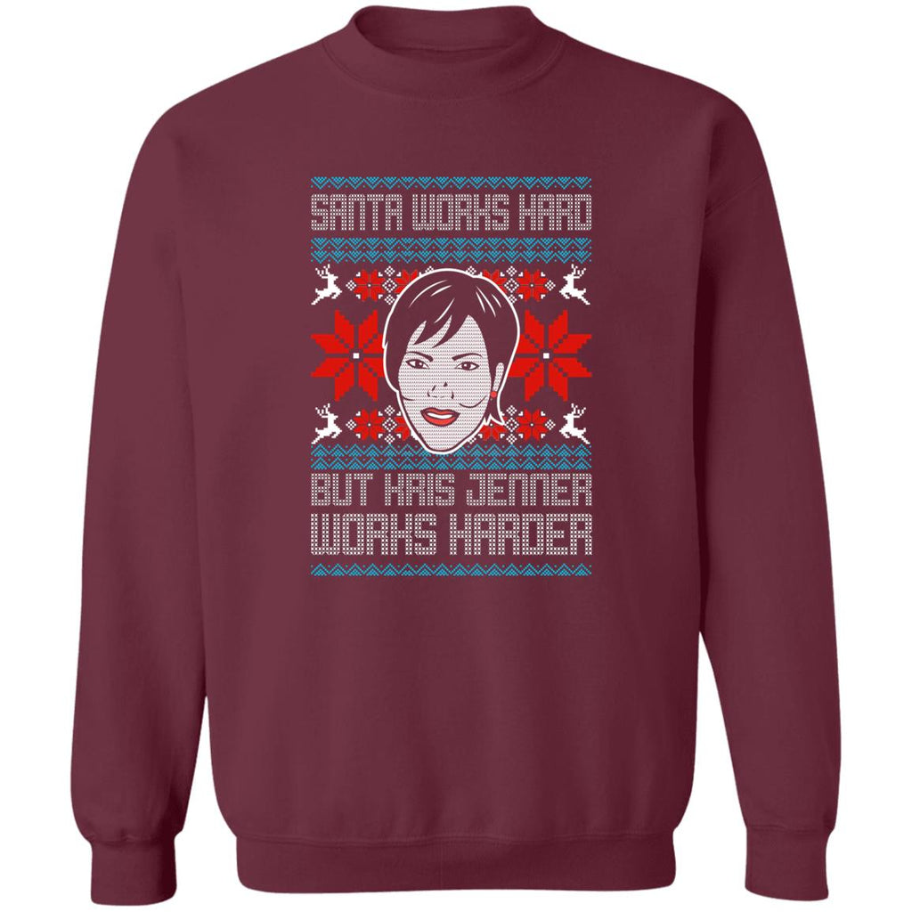 Santa Works Hard But Kris Jenner Works Harder Ugly Christmas Sweater - Holiday Gift product image 4