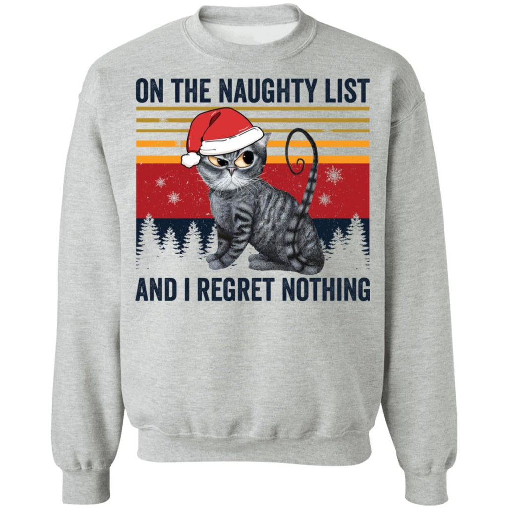 Santa cat on the naughty list and i regret nothing Christmas Sweater - Holiday Gift product image 2