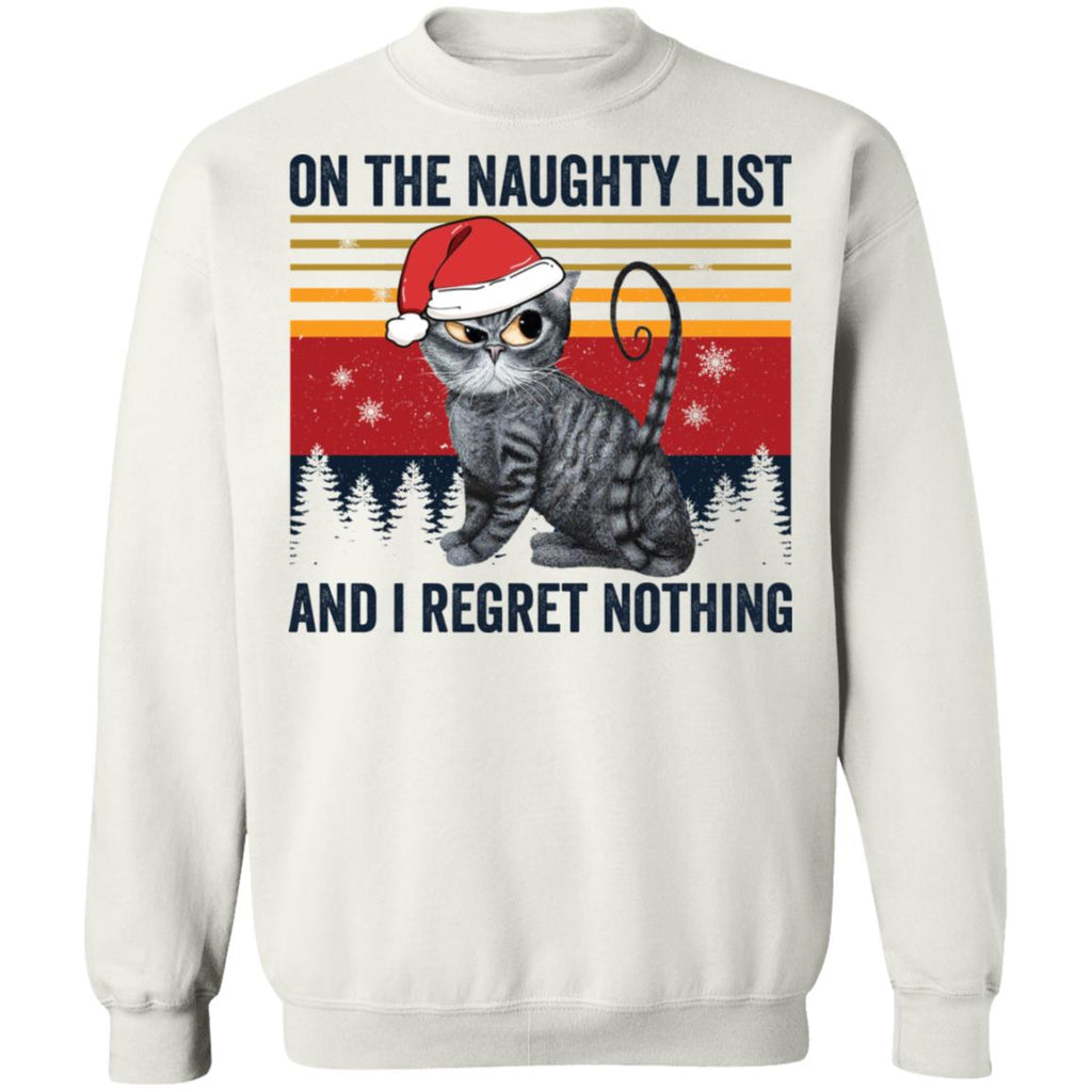 Santa cat on the naughty list and i regret nothing Christmas Sweater - Holiday Gift product image 3