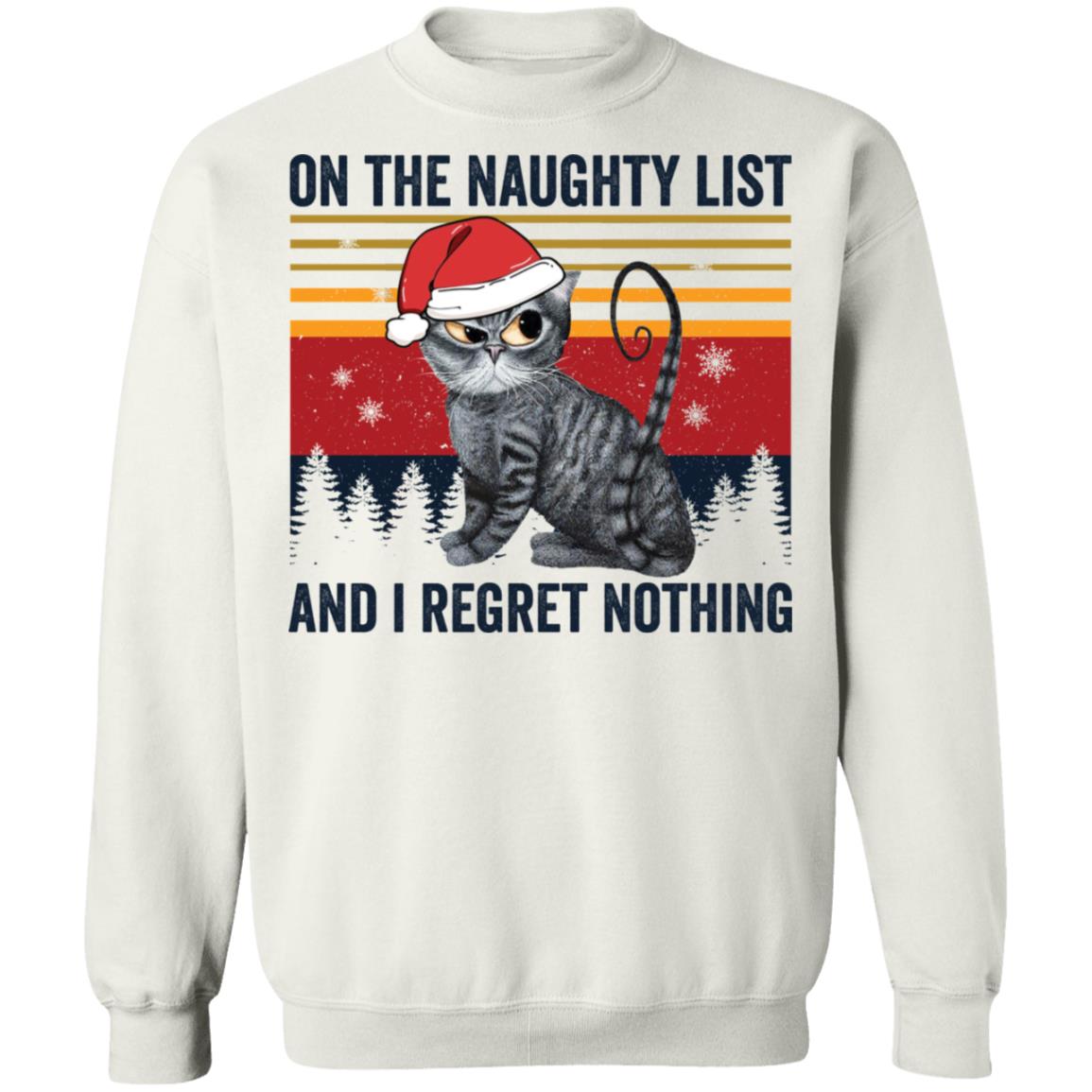 Santa cat on the naughty list and i regret nothing Christmas Sweater - Holiday Gift product image 3