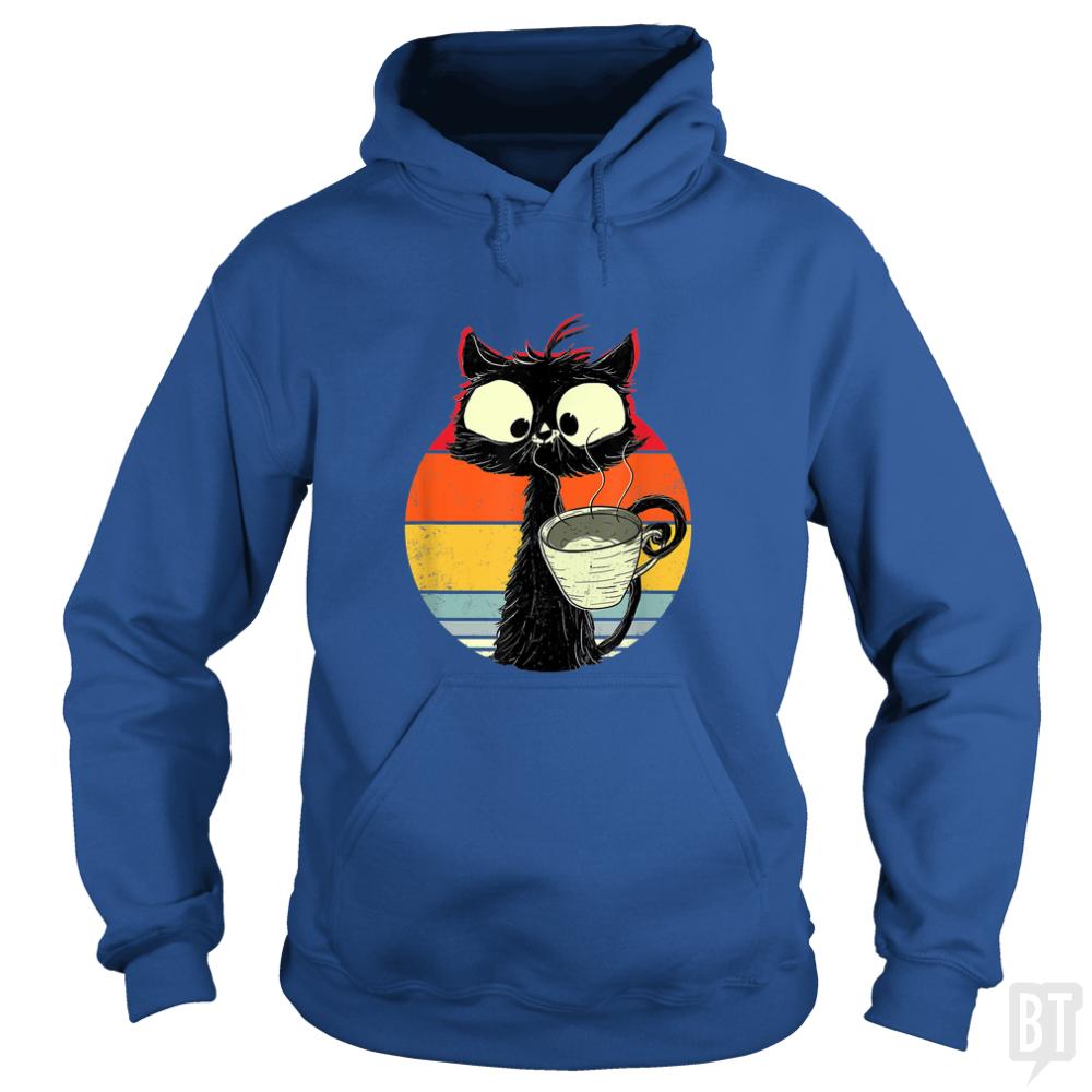 Retro Coffee Cat - Adult & Kids T-Shirts, Sweatshirts & Hoodies apparel design preview 1