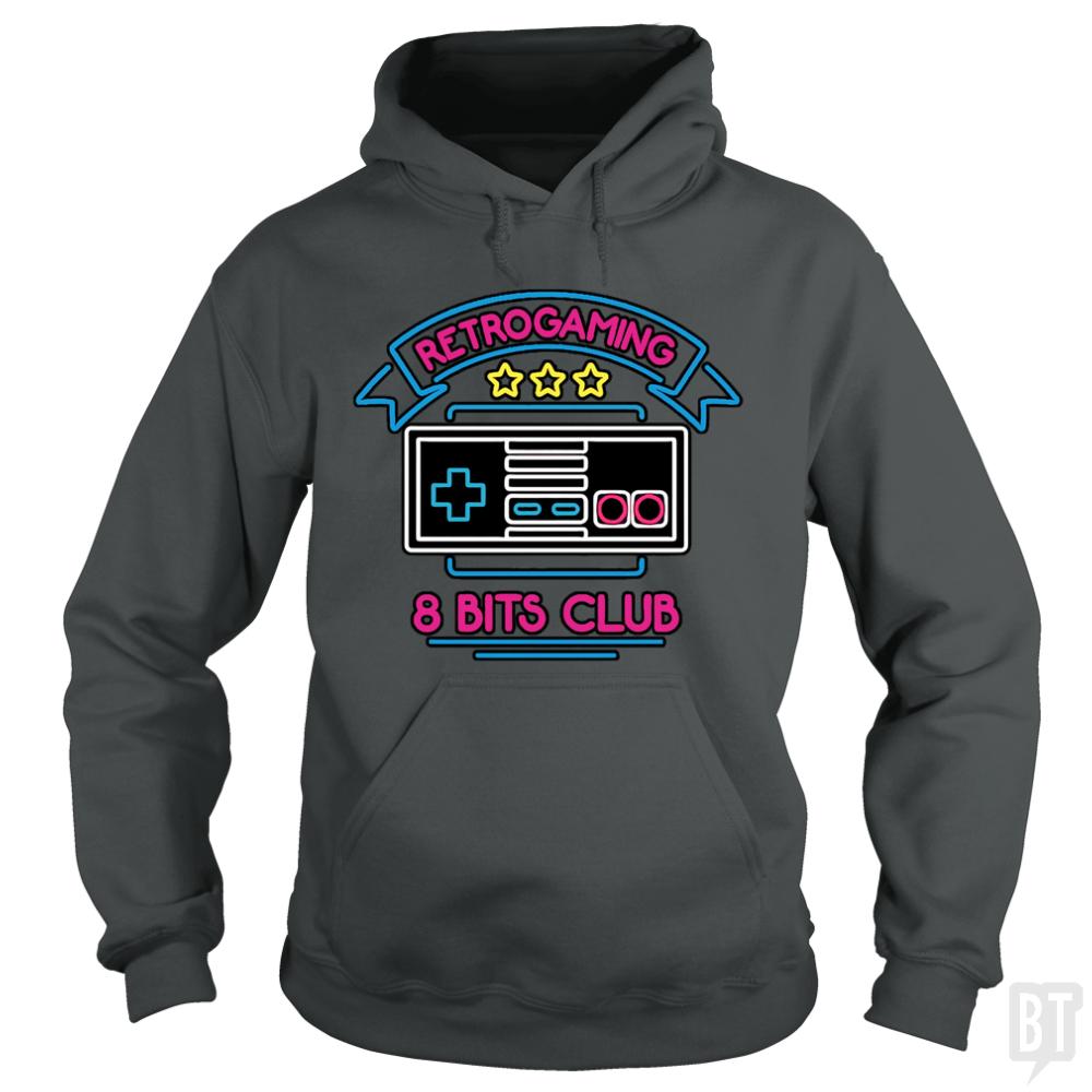 Retro Gamer 8 Bits Club - Adult & Kids T-Shirts, Sweatshirts & Hoodies apparel design preview 1