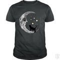 Moon and Stars with Black Cat - Adult & Kids T-Shirts, Sweatshirts & Hoodies apparel design preview 1