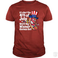4th of July Wiener Comes Out - Adult & Kids T-Shirts, Sweatshirts & Hoodies apparel design preview 1