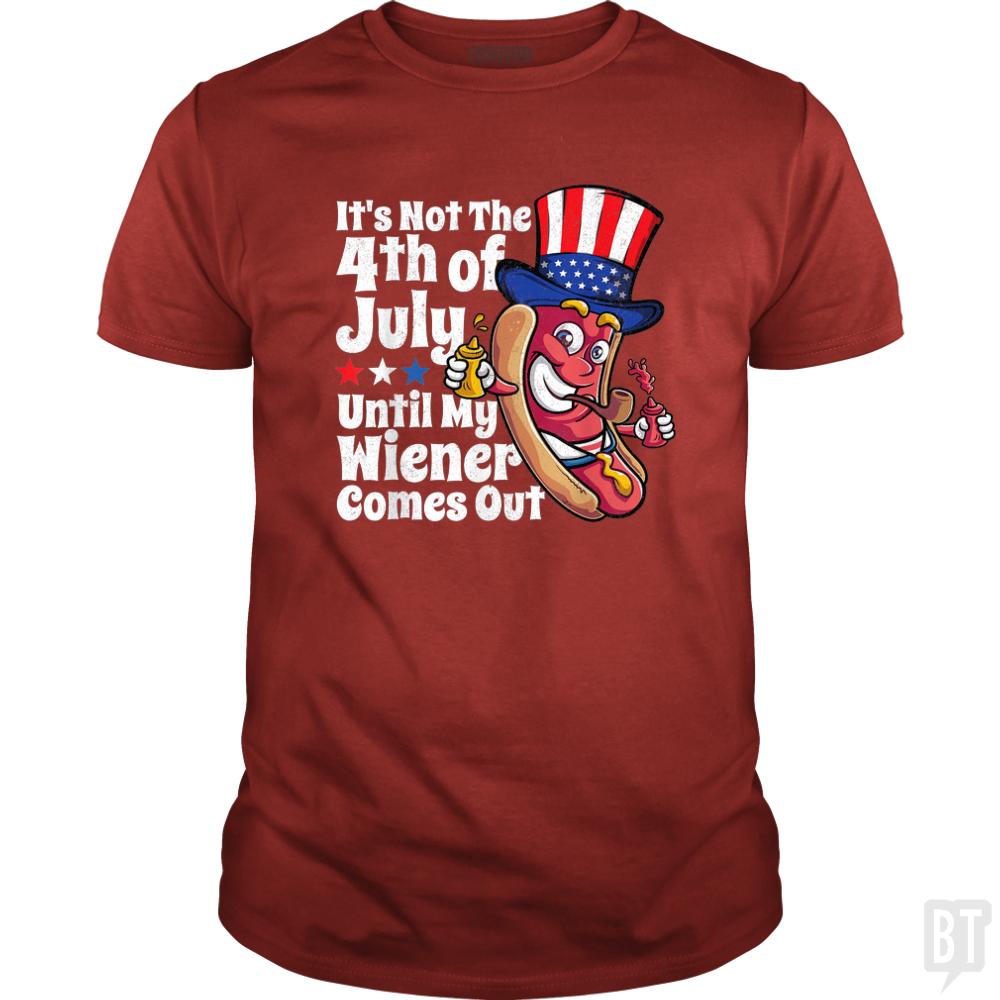 4th of July Wiener Comes Out - Adult & Kids T-Shirts, Sweatshirts & Hoodies apparel design preview 1
