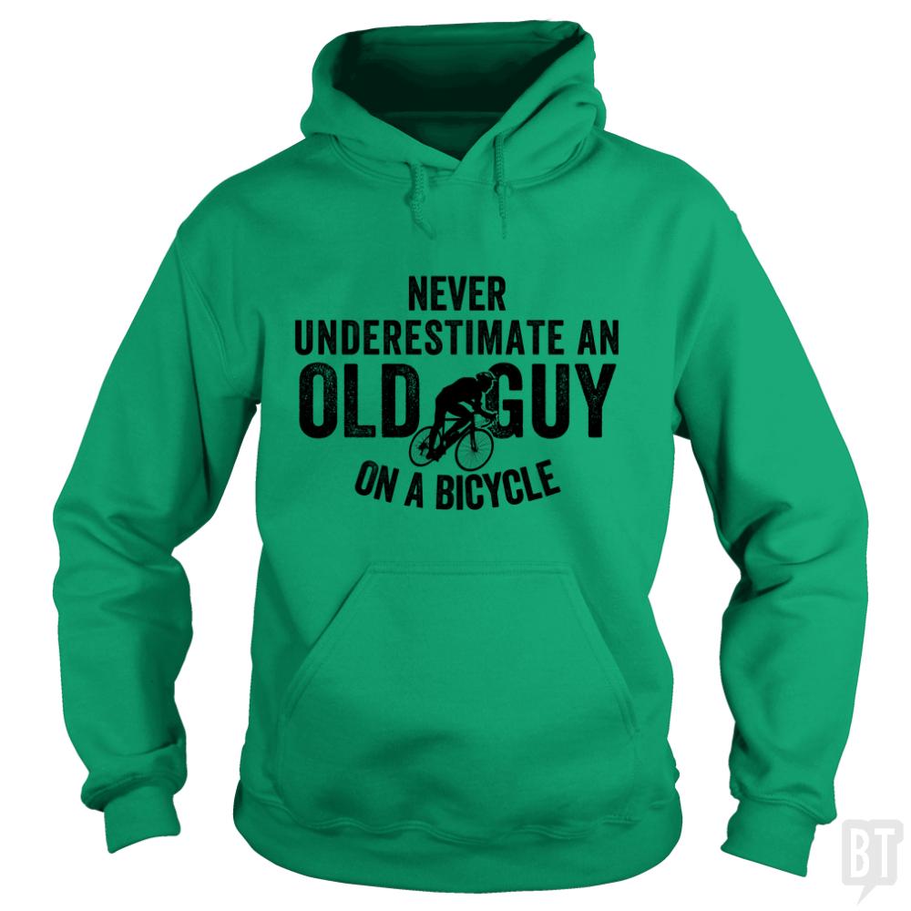 Never Underestimate An old Guy On A Bicycle - Adult & Kids T-Shirts, Sweatshirts & Hoodies apparel design preview 1