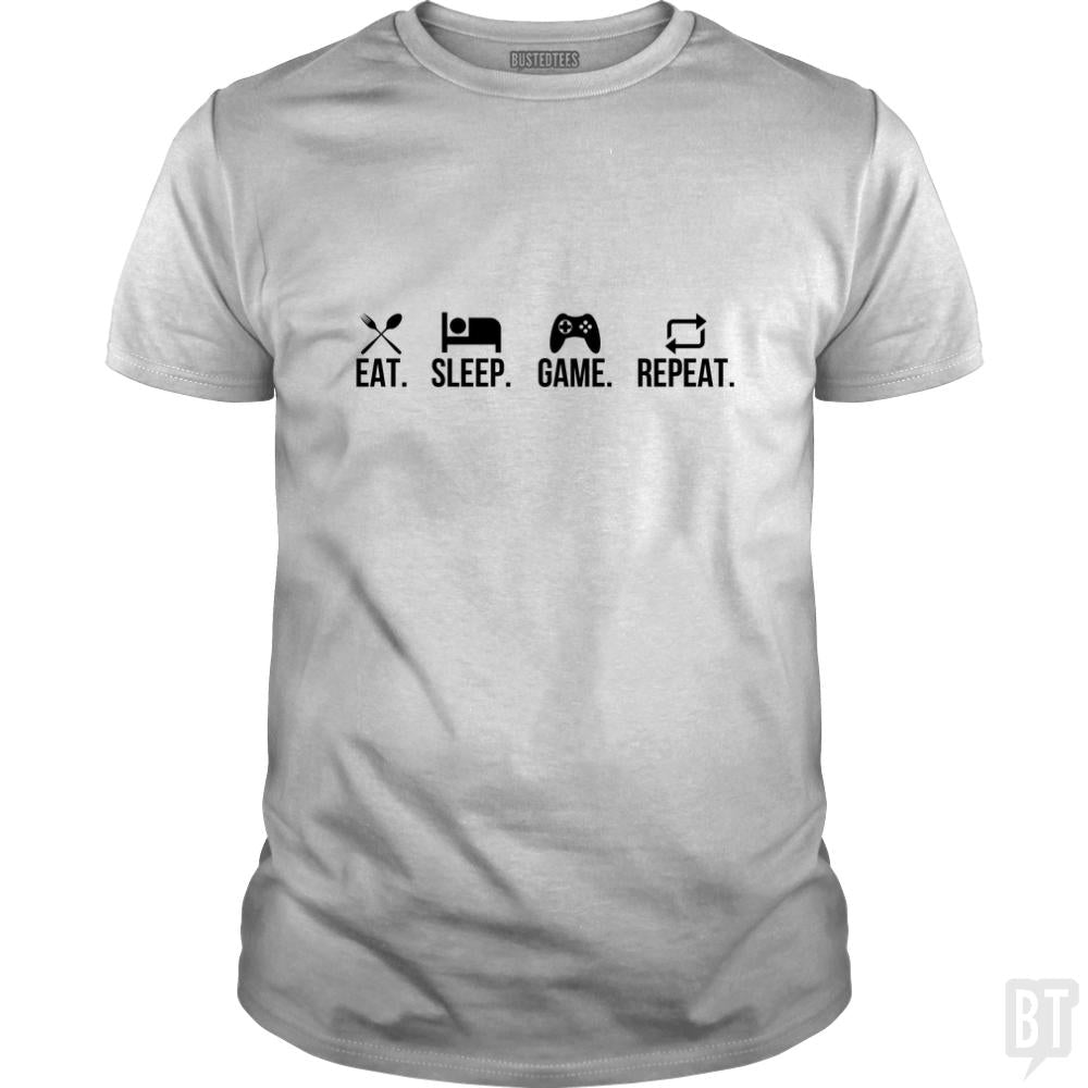 Eat, Sleep, Game, Repeat - Adult & Kids T-Shirts, Sweatshirts & Hoodies apparel design preview 1
