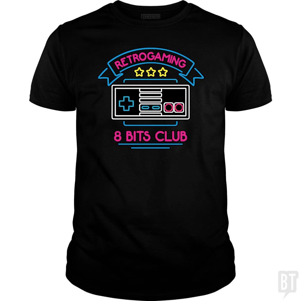 Retro Gamer 8 Bits Club - Adult & Kids T-Shirts, Sweatshirts & Hoodies apparel design preview 1