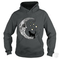 Moon and Stars with Black Cat - Adult & Kids T-Shirts, Sweatshirts & Hoodies apparel design preview 1