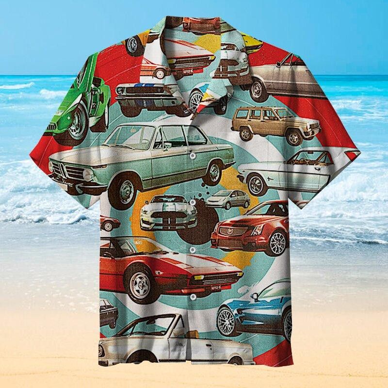Retro Car Printing Art Trendy Hawaiian - Adult & Kids T-Shirts, Sweatshirts & Hoodies apparel design preview 1