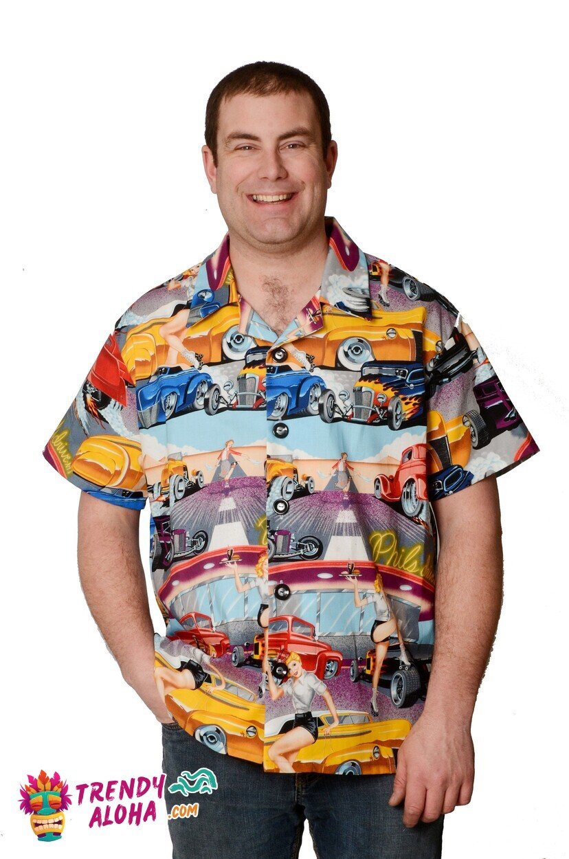 Retro Drive-In Movie Theme Classic Car Hawaiian - Adult & Kids T-Shirts, Sweatshirts & Hoodies apparel design preview 1