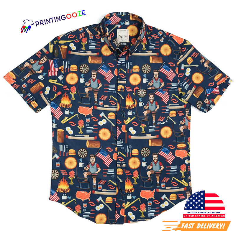 Ron Swanson's Of Greatness Hawaiian - Adult & Kids T-Shirts, Sweatshirts & Hoodies apparel design preview 1