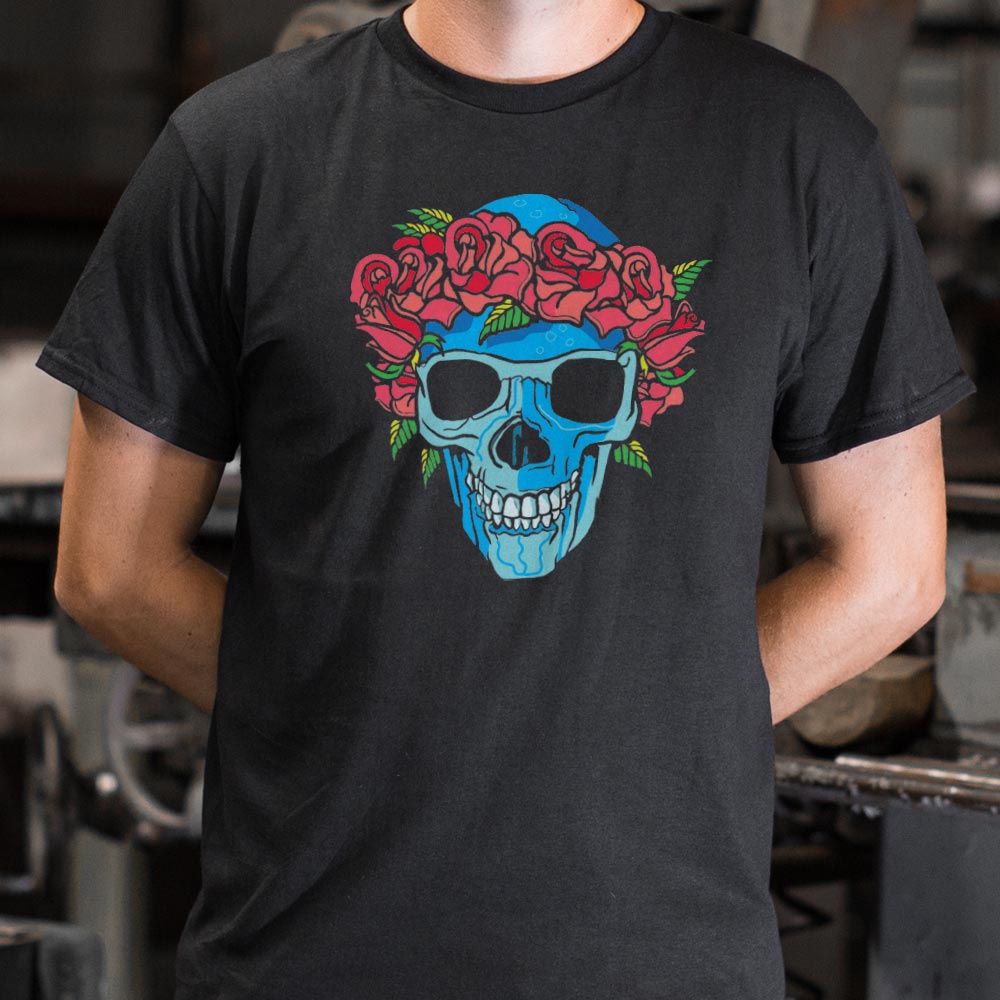 Rose Crowned Skull Full Color - Adult & Kids T-Shirts, Sweatshirts & Hoodies apparel design preview 1