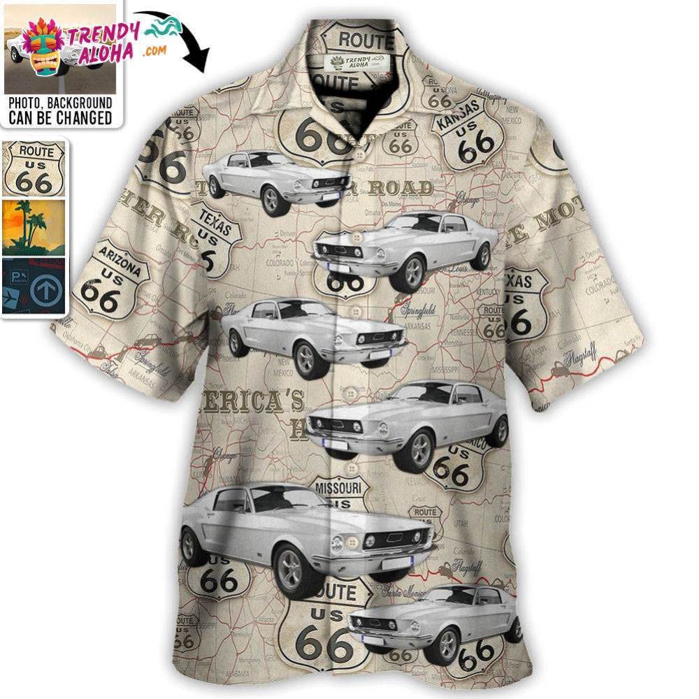 Route 66 Car Racing Lover Custom Photo Hawaiian - Adult & Kids T-Shirts, Sweatshirts & Hoodies apparel design preview 1