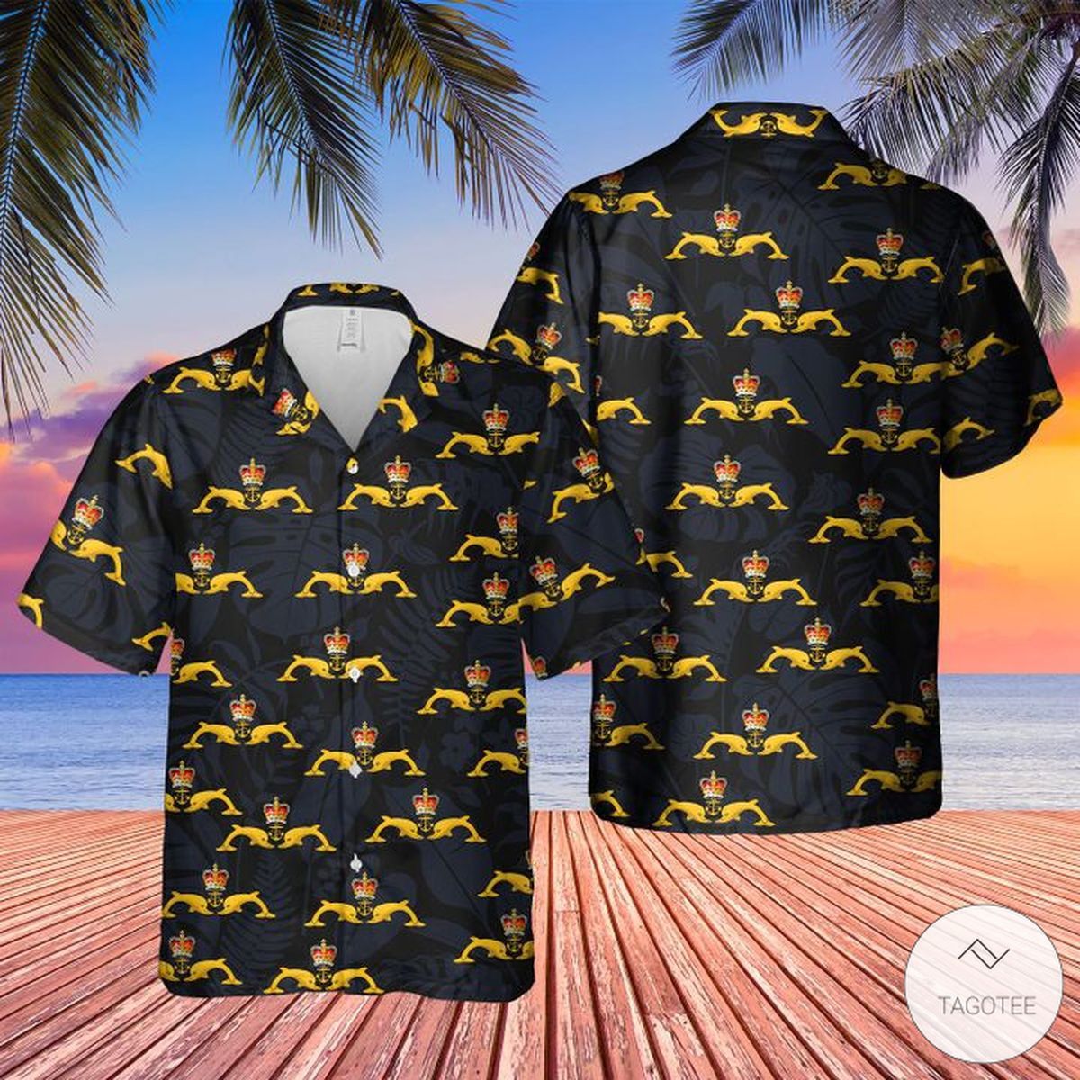 Royal Navy Dolphins Badge Themed Unique Hawaiian - Adult & Kids T-Shirts, Sweatshirts & Hoodies apparel design preview 1
