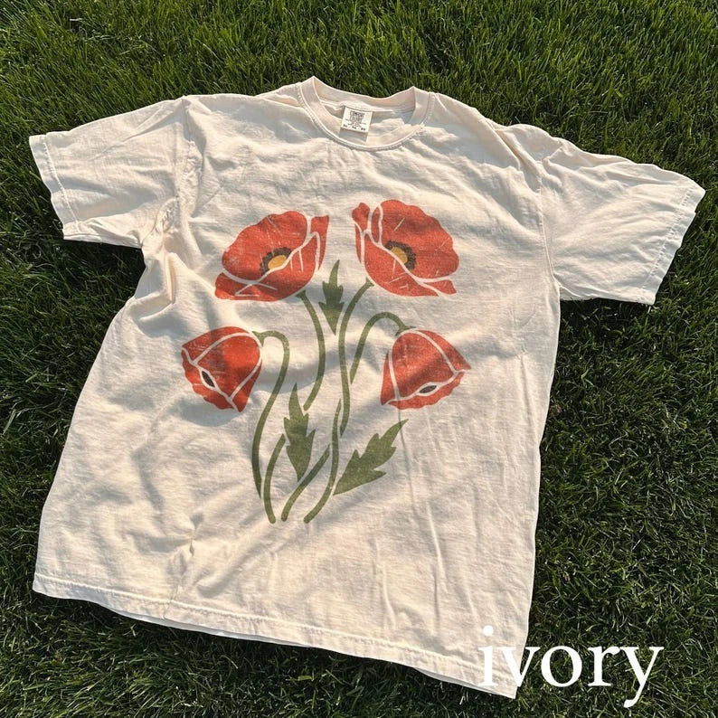 Vintage Poppy Flower Graphic Botanical Nature Art - Adult & Kids T-Shirts, Sweatshirts & Hoodies apparel design preview 1