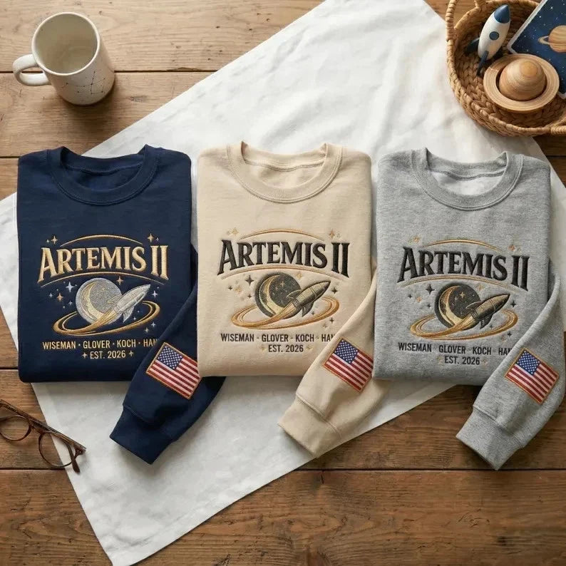 Artemis II Embroidered NASA Space Mission Lunar - Adult & Kids T-Shirts, Sweatshirts & Hoodies apparel design preview 1
