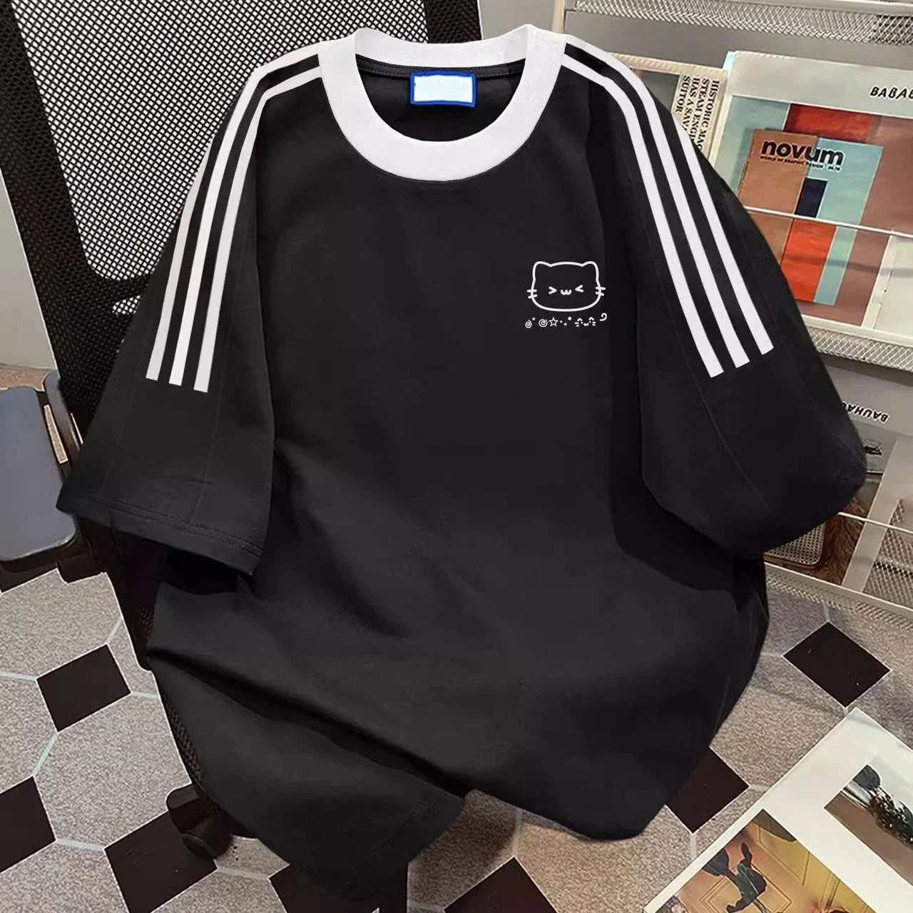 Women Cotton Stripe Sleeve Oversized Casual Student - Adult & Kids T-Shirts, Sweatshirts & Hoodies apparel design preview 1